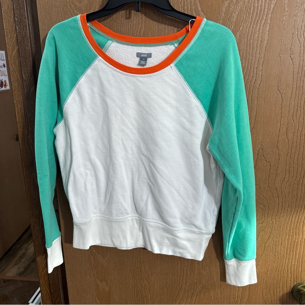 aerie White, Mint & Orange Raglan Sweatshirt